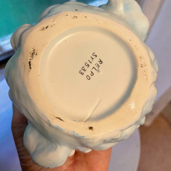 Vintage Relpo SY1533 RARE Baby Blue Big Eye Lamb Head Planter Kitschy - Picture 5 of 9